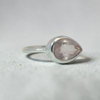 Feiner Silber Ring 925 mit Rosenquarz Grösse 54