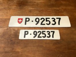 2x Nummernschild Post PTT 92537 ausrangiert