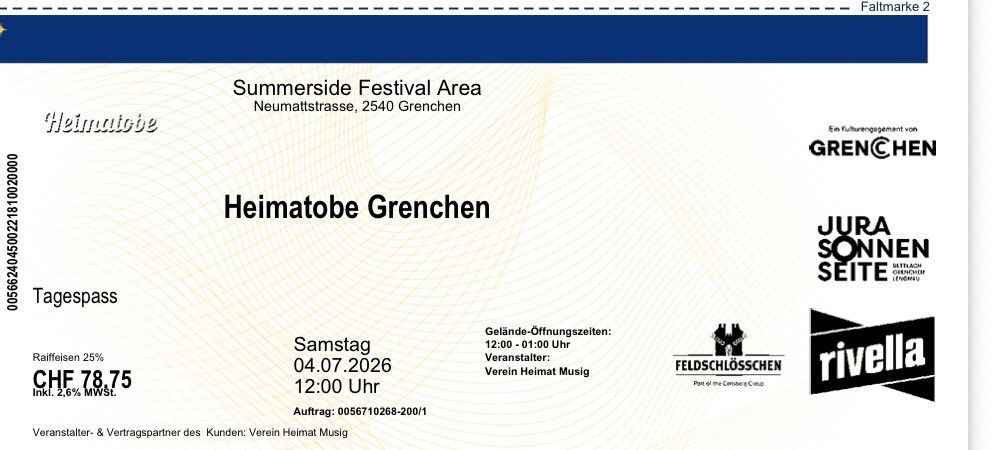 Biglietti: Ticket Heimatobe Grenchen mit Gölä und Trauffer – Usato da Auw venduto da Enniroc