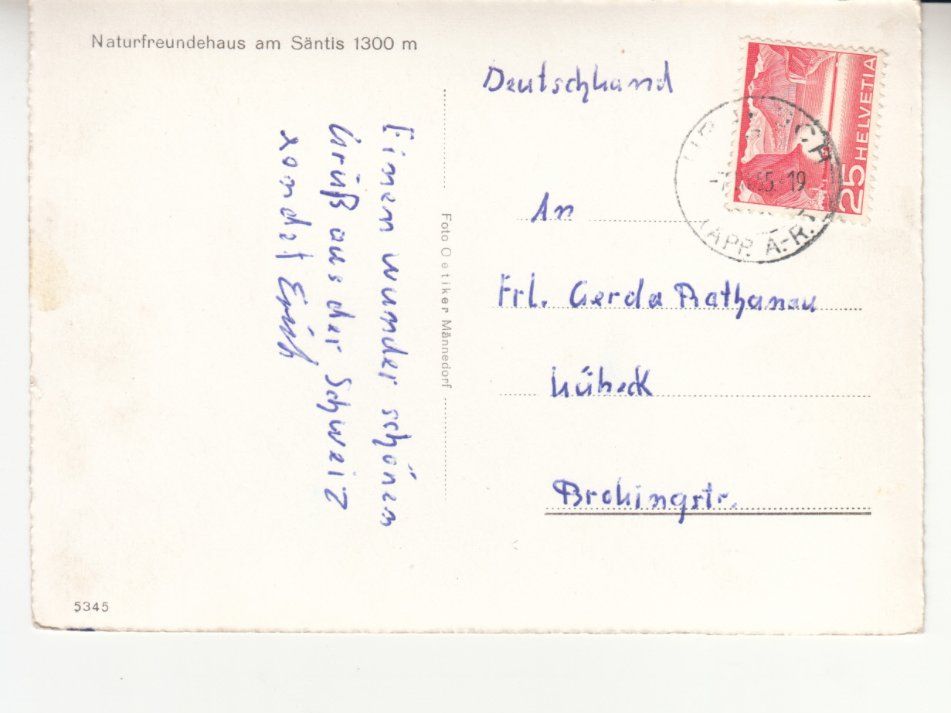 Cartoline postali: Säntis Naturfreundehaus 1955 – Usato da Bürglen TG venduto da StampGraf 1