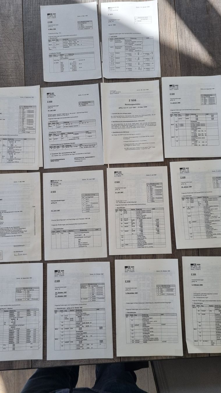 SBB/CFF/FFS Documenti: 14 verschiedene Z zu Fahrplan – Usato da Bözberg venduto da heinz-d