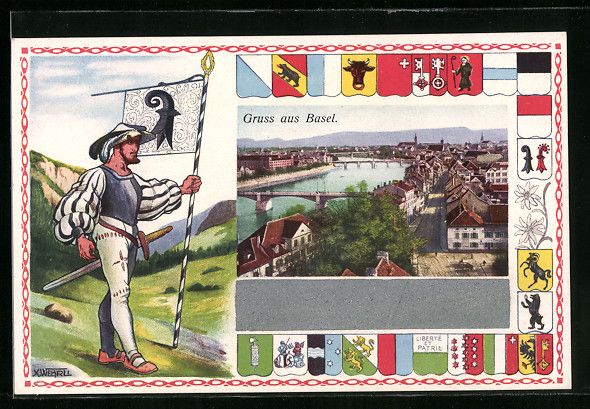 Cartoline postali: Basel, Stadtansicht, verschiedene Kanton – Usato da Berlin venduto da bartko-reher