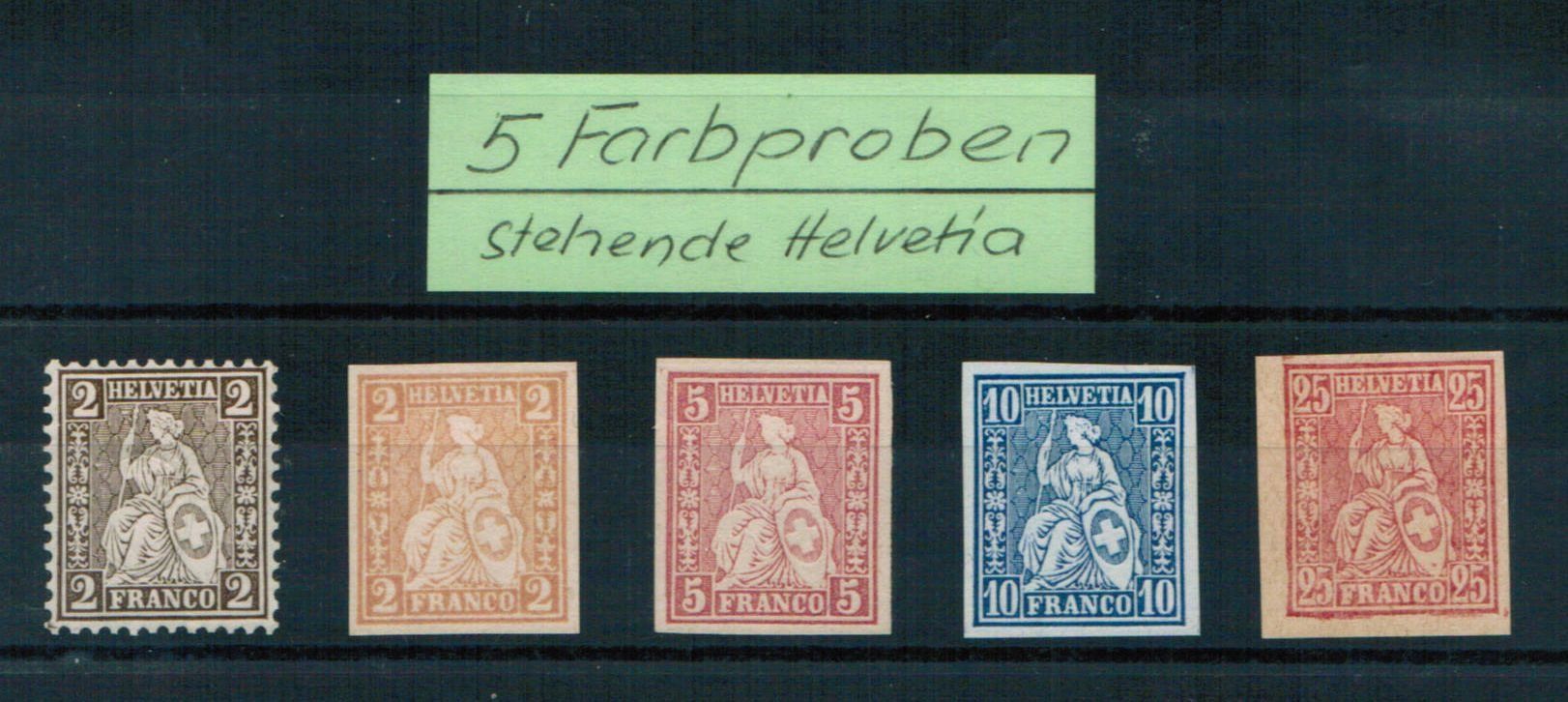 Alle Briefmarken: Si.Helvetia - 5 FARBPROBEN – Neu (gemäss Beschreibung) aus Bern von peri02