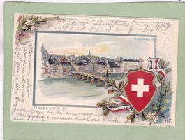 Basel Blumen Wappen Reliefkarte 1901