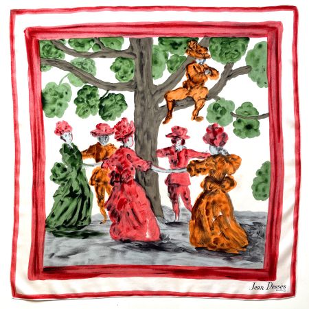 Foulard Carre Seide Reigen Jean Dessès Frankreich 1940s