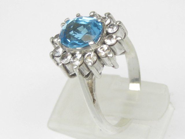 Ringe: Vintage Ring Silber 835 blauer weisser Topas Gr. 58 – Gebraucht aus Ermatingen von Decovin 2