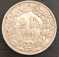 Münze 2 Franken 1921. gebraucht