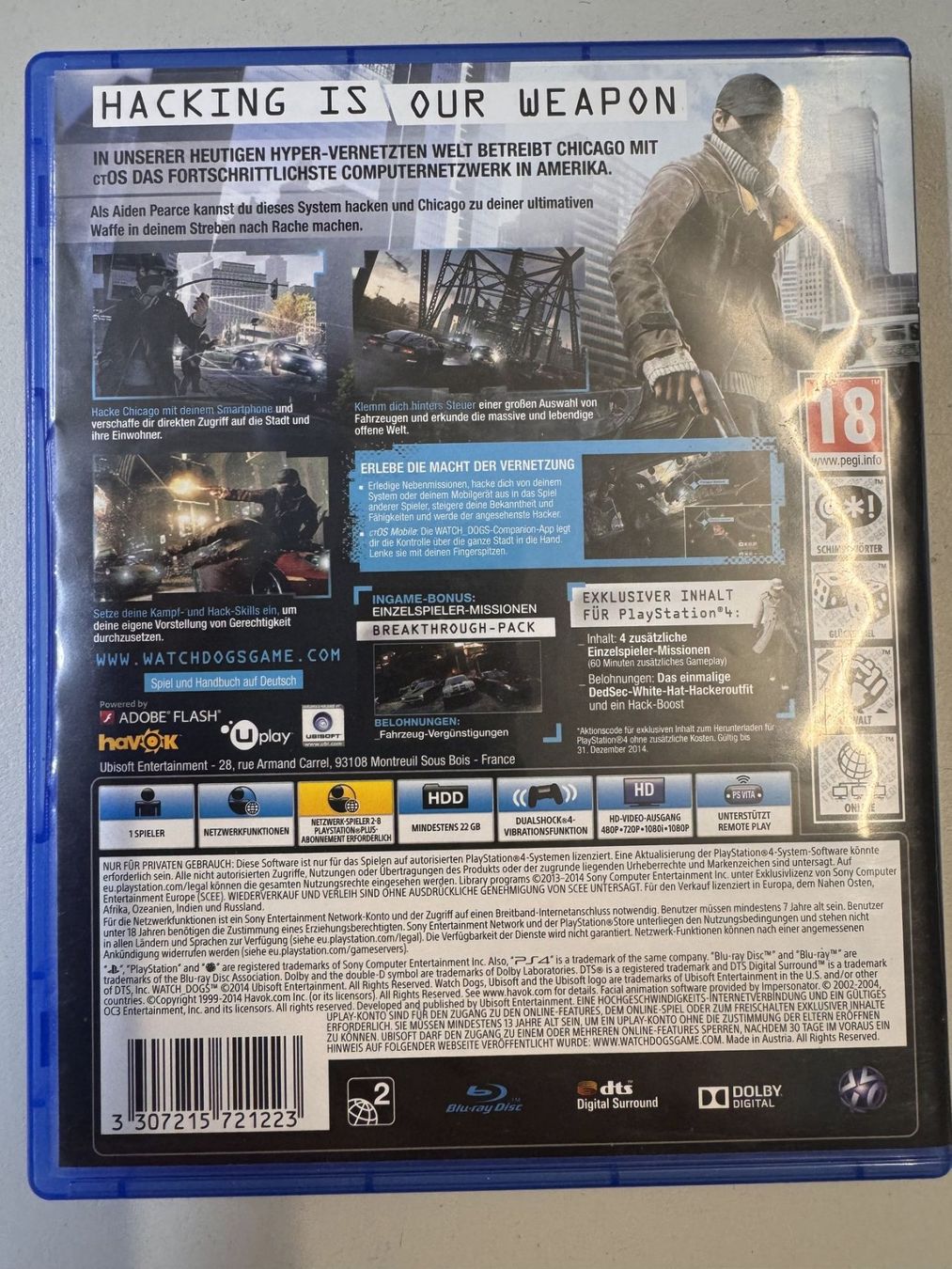 Sony Jeux: PS4 Spiel Watch Dogs – D'occasion à Roggliswil par wipix 1