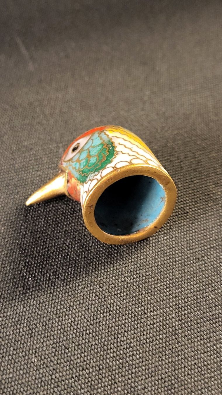 Statuette: Cloisonne-Fingerhut Vogel – Usato da Basel venduto da spinne02 6