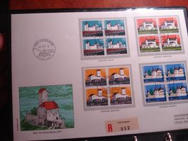 FDC-Grossbrief 1977, Pro Patria Satz 4erblocks, o der Burgen