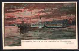 Der Dampfer Zürich in der Morgenfrühe 