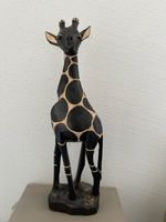 Dekofigur Giraffe Holz schwarz beige Handarbeit Höhe 30cm