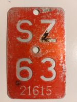 Velonummer SZ 63 plaque Velo