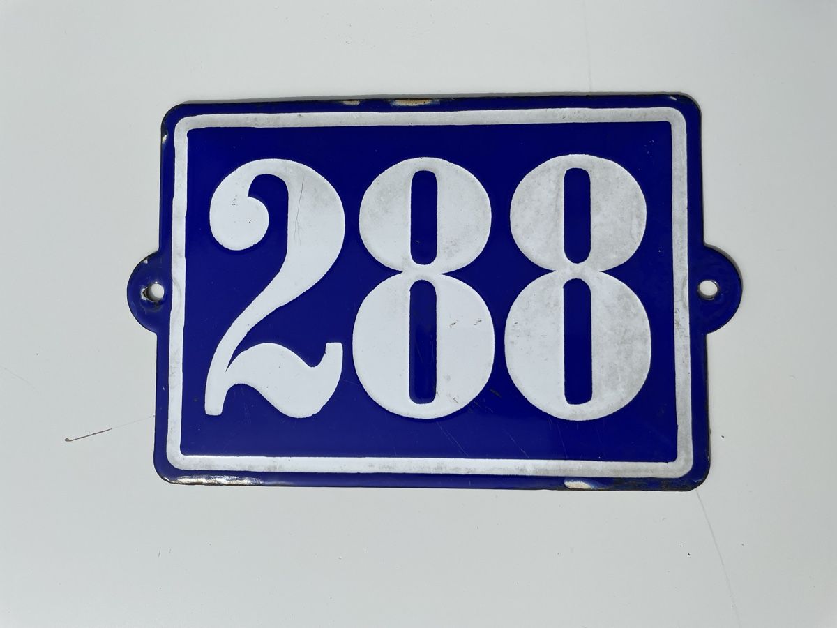 Schilder: Antikes Hausnummer-Schild 288 aus Email – Gebraucht aus Matzendorf von Murbach