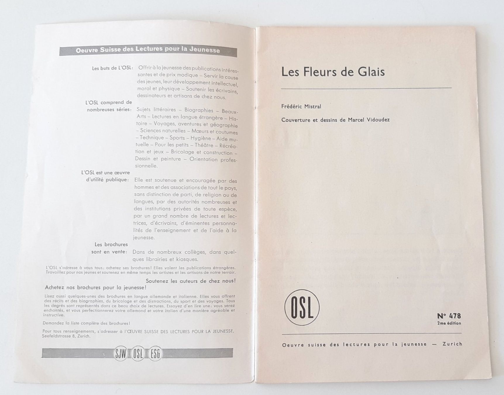 Livres: Les fleurs de glais -  Brochure OSL 478 – D'occasion à Savagnier par Marderuth 2
