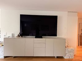 Grosses Design-Sideboard / TV-Board, Beige/Taupe, 290 cm