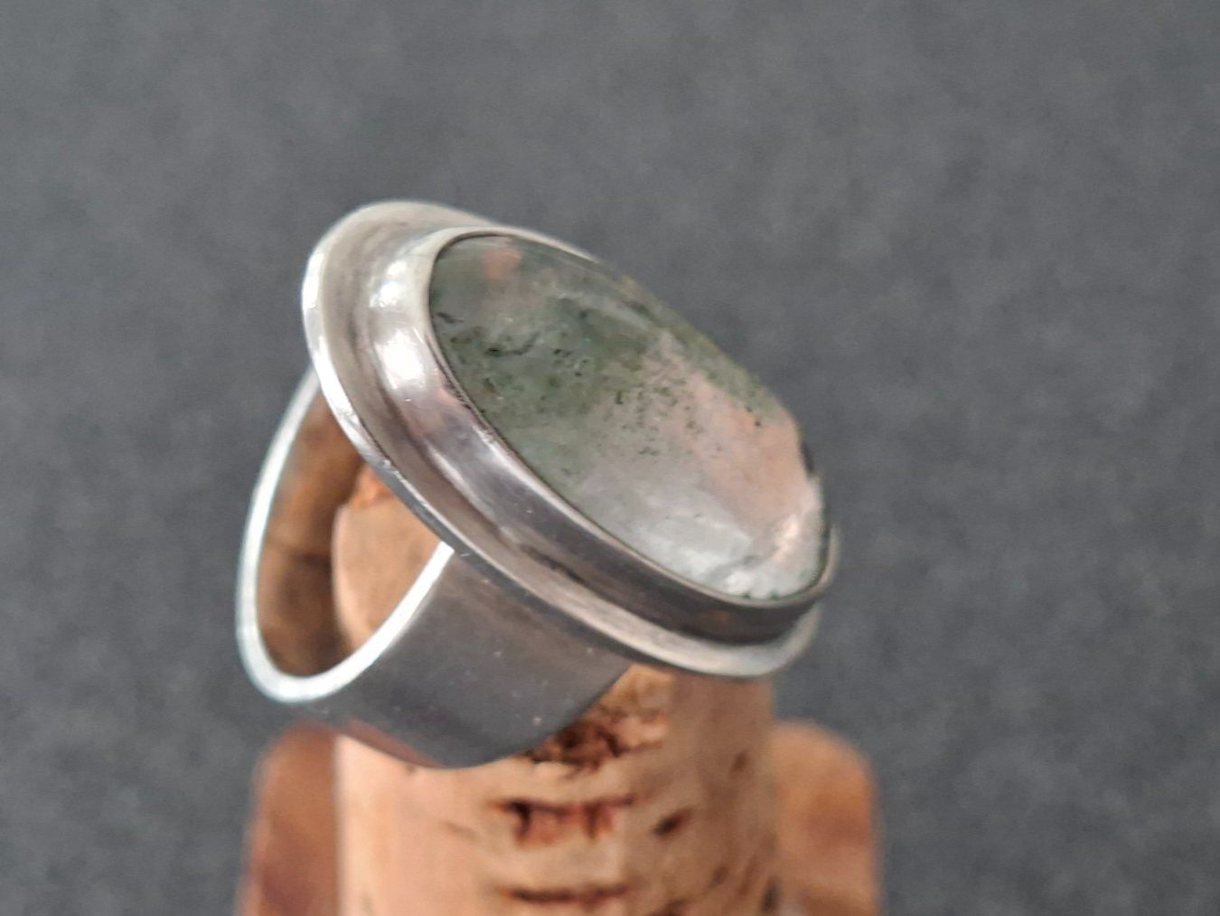 Anelli: Ring 925 Silber mit Moosachat, ovale Form, Top! – Usato da Gattikon venduto da jeansgli 2