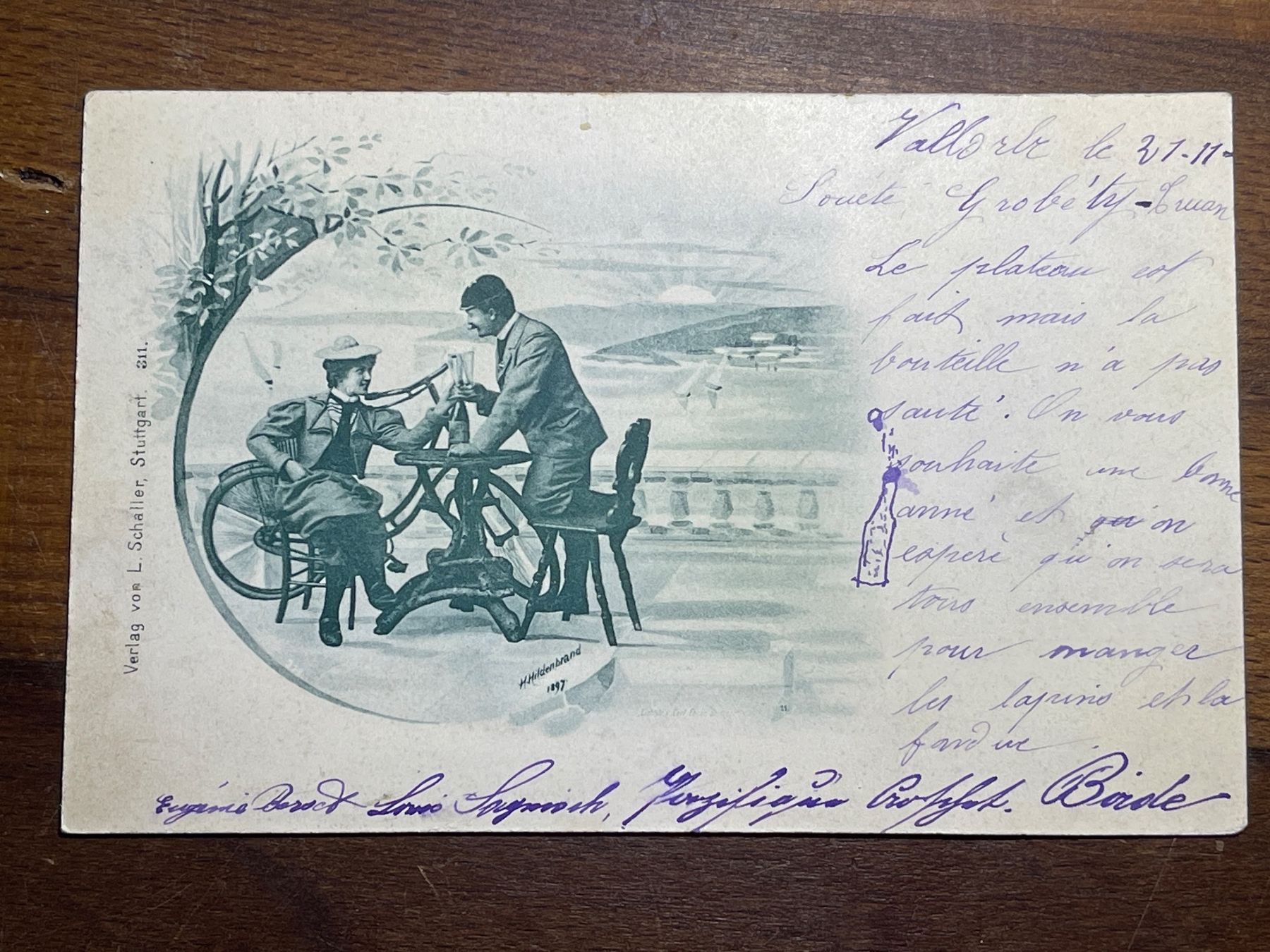 Cartoline postali: Antike Ansichtskarte, Paar mit Velo, – Usato da Strengelbach venduto da Aschatan5
