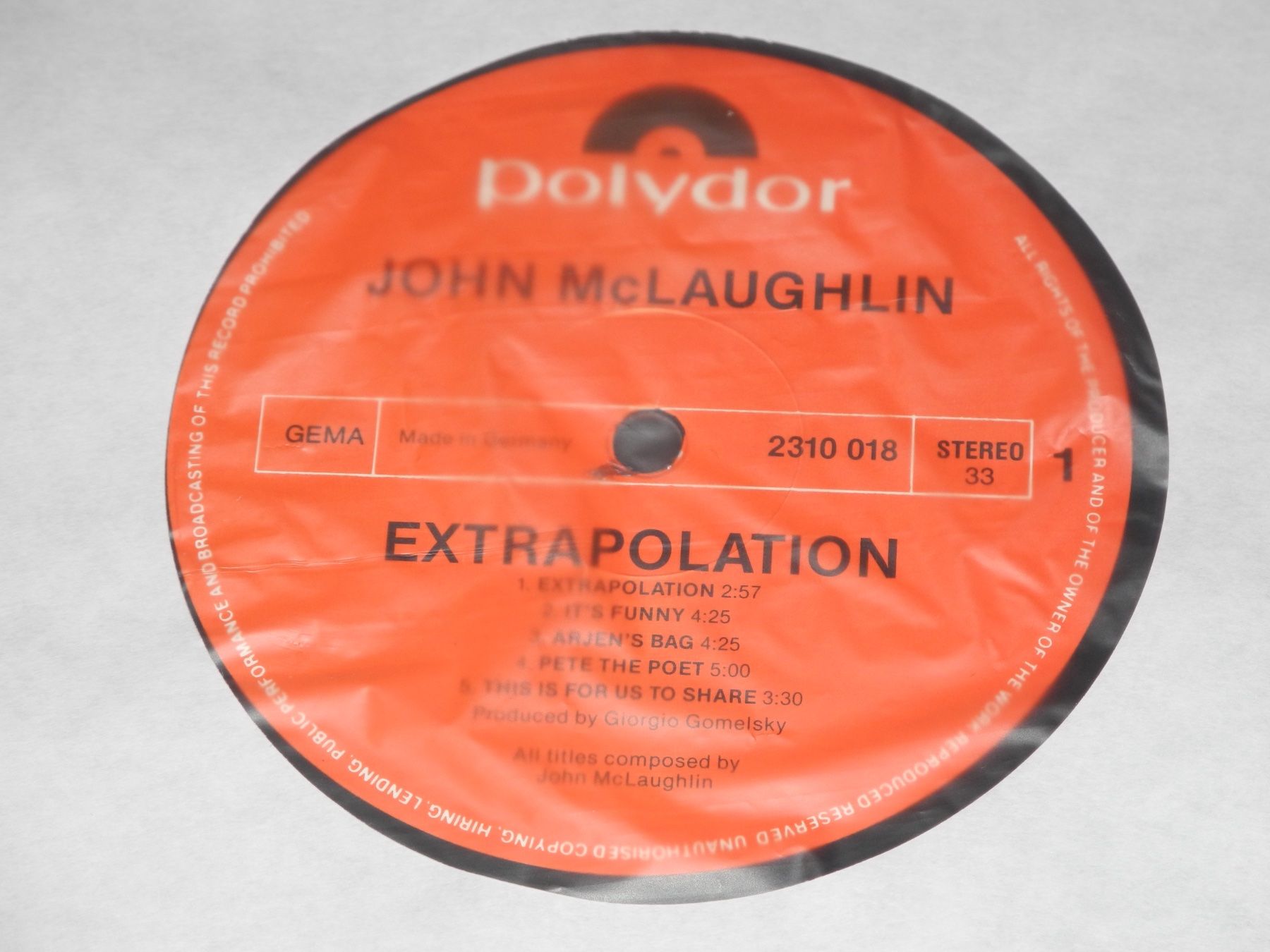 Schallplatten: JOHN McLAUGHLIN: EXTRAPOLATION - POLYDOR – Neu (gemäss Beschreibung) aus Fahrwangen von  2