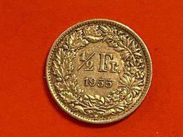 50 Rappen oder 1/2 Fr.1955 B ( Silber ) Auflage 1.32 Mio
