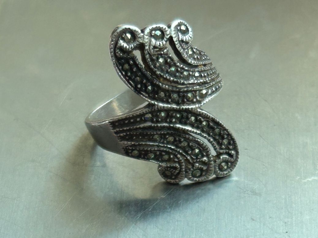 Anelli: Silberring 925 Markasit Gr. 54 Jugendstil Art Deco – Usato da Laufen venduto da belleskulptur 6