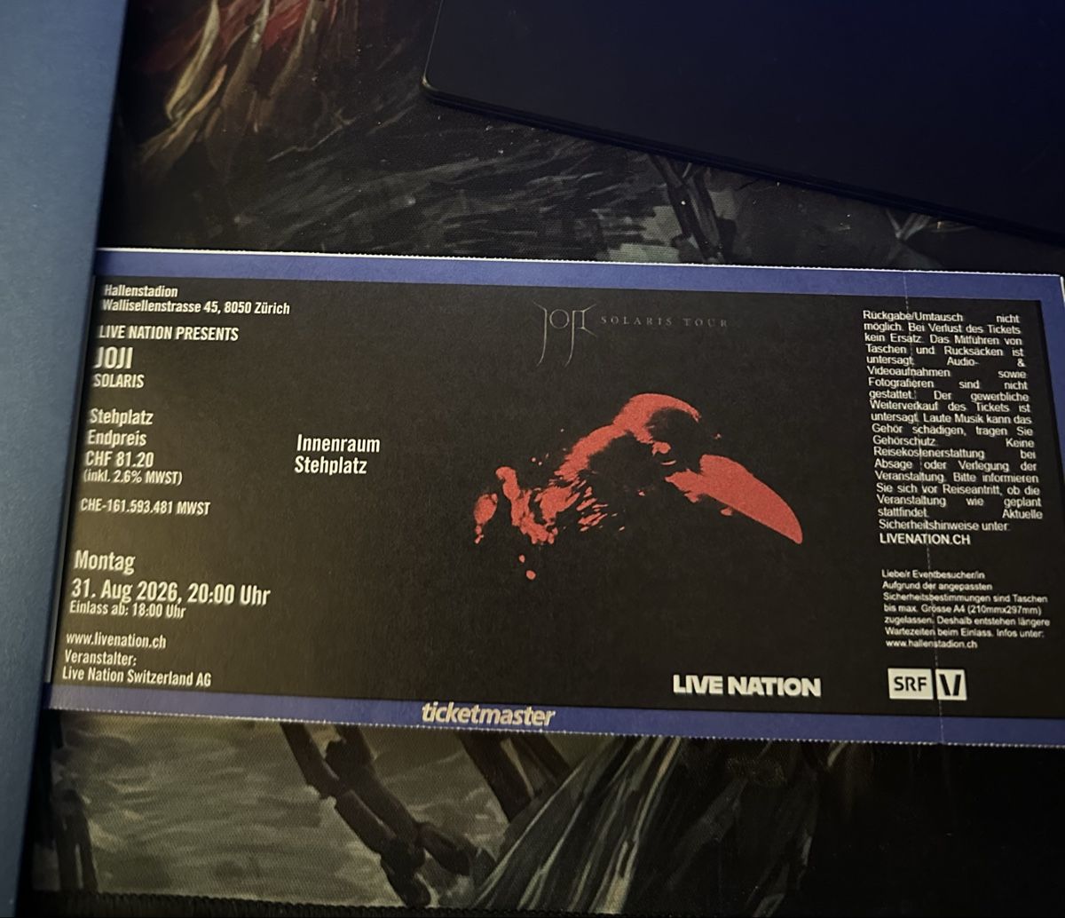 Biglietti: Joji Solaris Stehplatz Ticket – Nuovo (secondo la descrizione) da Pratteln venduto da Hawuwu