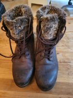 Braune Boots mit Fell, Grösse 37