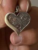 Pendentif coeur filigrane argent 925 fantaisie 