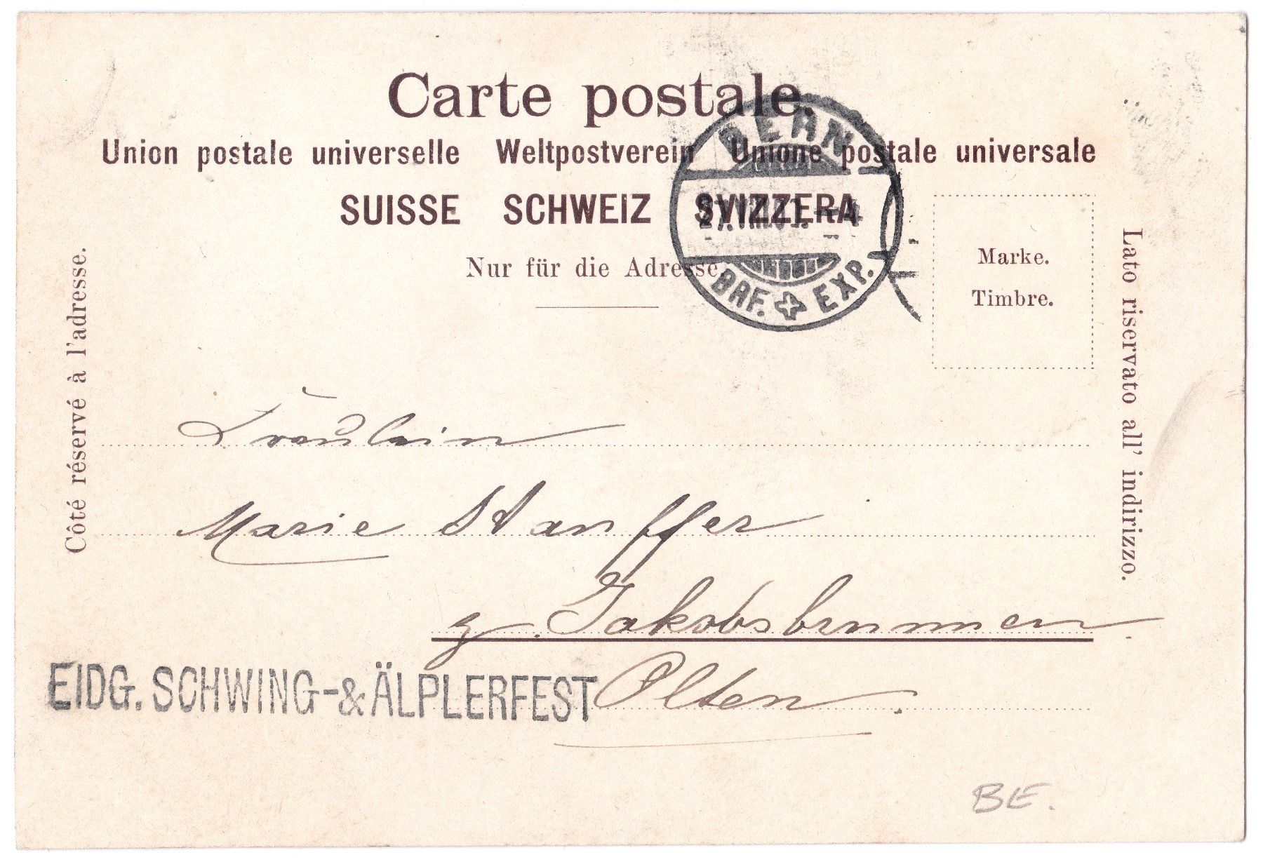 Alle Briefmarken: Selten angeboten Stabstempel Eidg Schwing- & Älplerfest 1900 – Gebraucht aus Basel von riobar 1