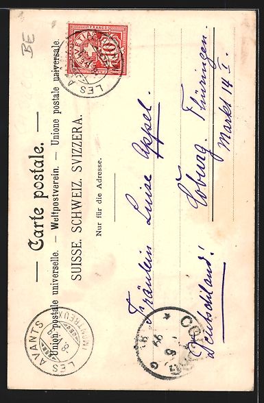 Cartoline postali: Litho Interlaken, Ortsansicht gegen die  – Usato da Berlin venduto da bartko-reher 1