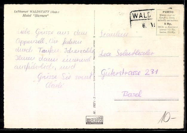 Cartoline postali: AK Waldstatt /App., Hotel Sternen – Usato da Berlin venduto da bartko-reher 1