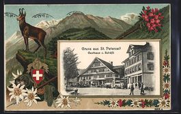 Präge-AK St. Peterzell, Gasthaus z. Sch
