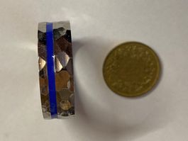 Bague - martelée - ligne bleue