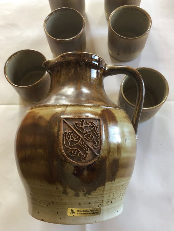 Rheinfelder Keramik Steinkrug und 6 Becher, neu (Neu (gemäss ...