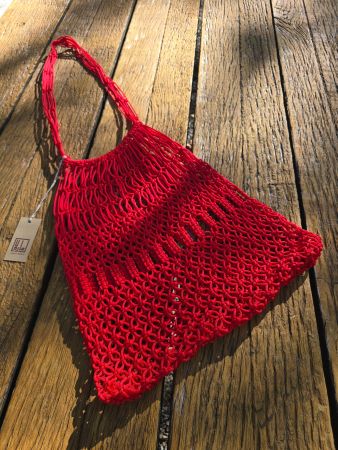 Accessoires: Makramee Shoppertasche orientrot