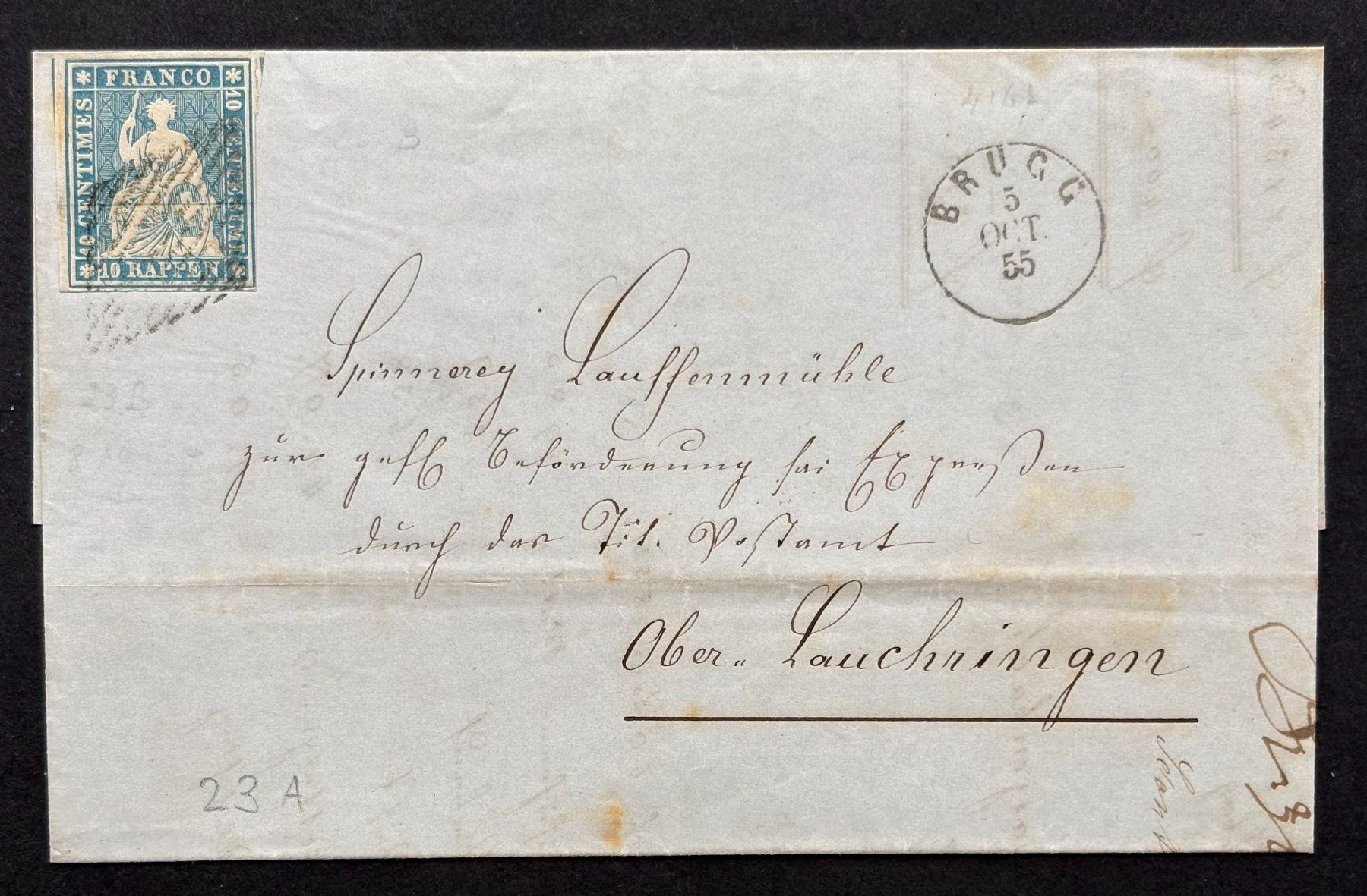 Tutti i francobolli: FALTBRIEF STRUBEL 23A BRUGG 1855 – Usato da Ostermundigen venduto da Heavenmaus75