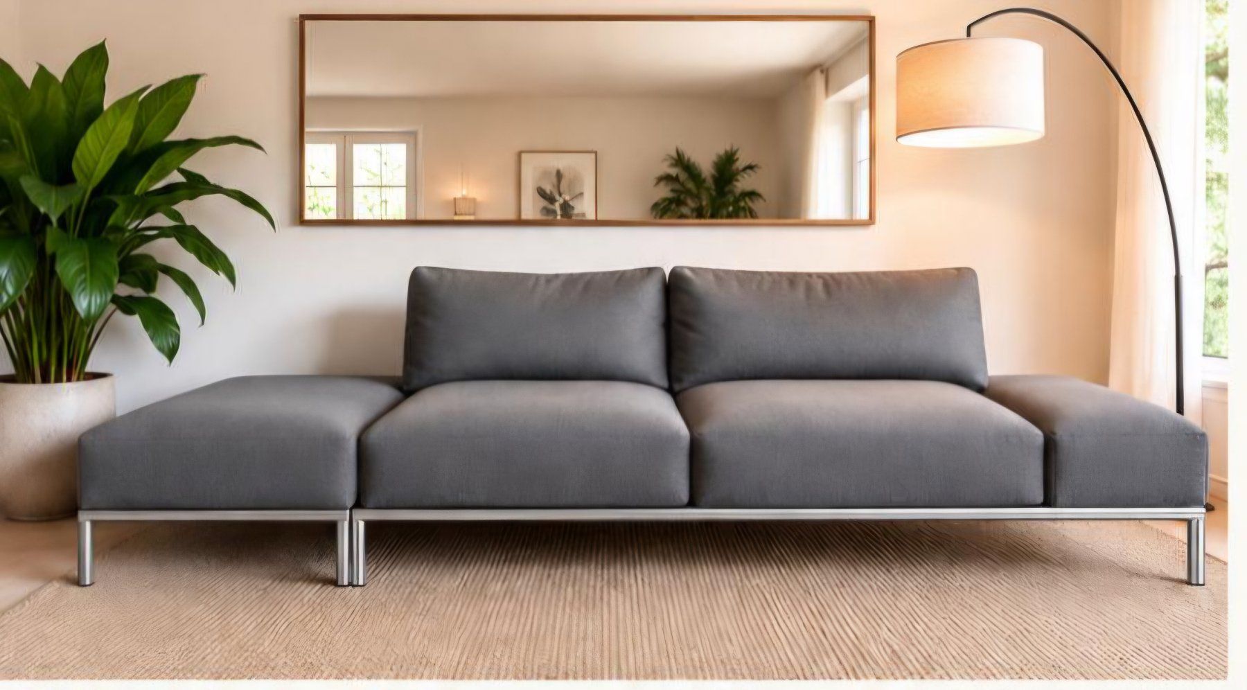 Intertime Sofas: 2er Sofa von Intertime CH grau mit silbrigem Metallrahmen – Gebraucht aus Rüti b. Büren von Skorpi789 1