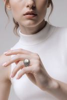 Mother of Pearl & Marcasite Sterling Silver Ring