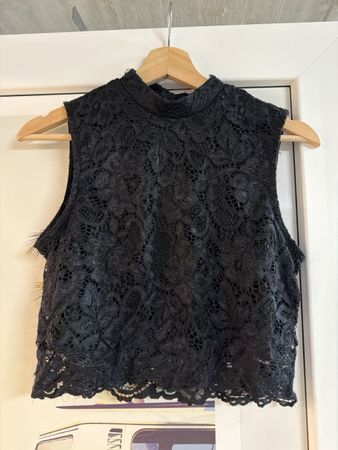 Damen Oberteil schwarz Spitze Grösse M