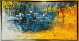 Abstraktes Gemälde, Goldener Rahmen, Kunst für Zuhause! (58)