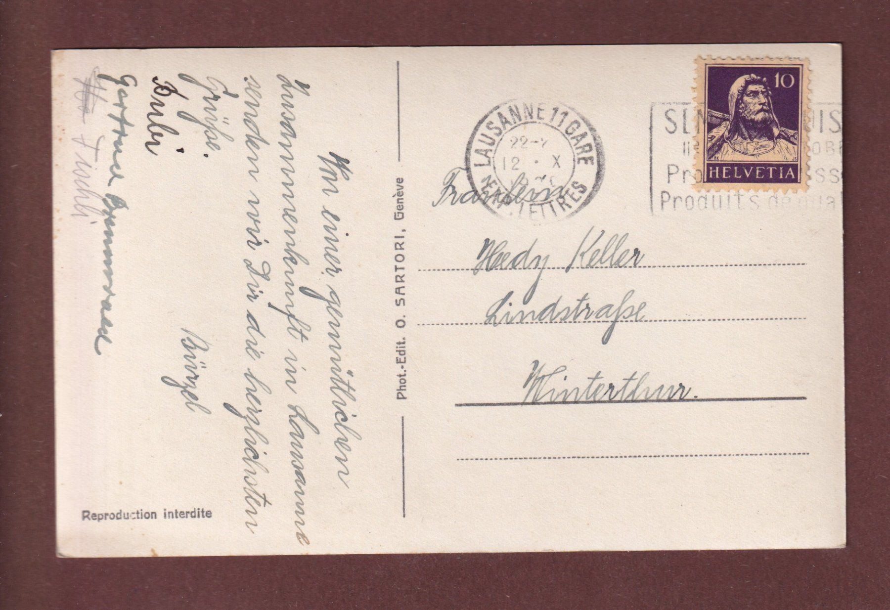Cartoline postali: LAUSANNE - Cathédrale - 1930 – Usato da Pully venduto da nicecards-shop 1