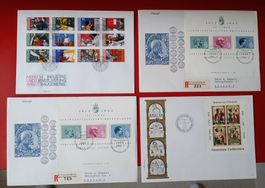 LOT 4 Stück Quwerte mit Blöcken Liechtenstein 2 St R gest.