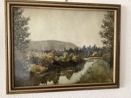 Bild in schönem Glasrahmen, L’Aire 1918, signiert