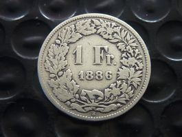 1 Fr.  1886  -  ungereinigt  -