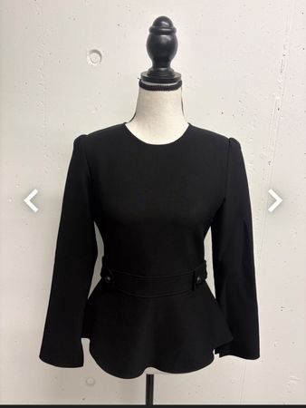 Zara elegante Bluse schwarz S mit Schösschen langarm
