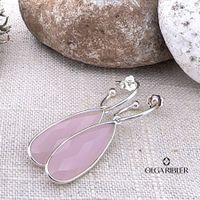 Sterling Silber 925 Creolen mit Rosachalzedone Charms