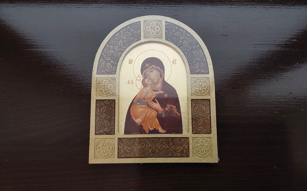 Icône Vierge Marie En Plaqué Argent – Symbole Religieux, Finition Argentée, Cadeau Spirituel