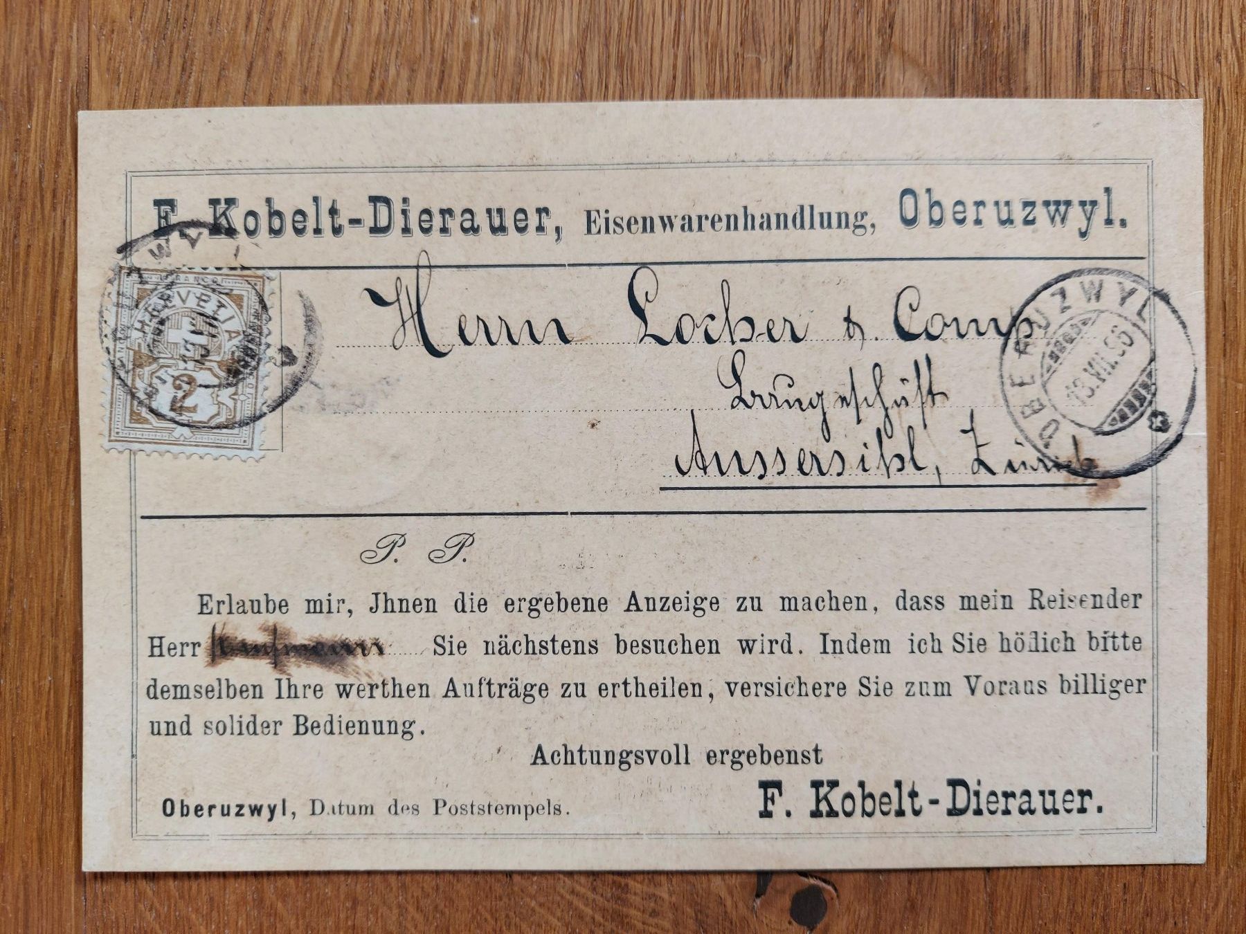 Documenti: Karte Oberuzwyl 1896 – Usato da Speicherschwendi venduto da Mountain010