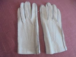 Handschuhe Leder Ecru Gr. 7 1/4