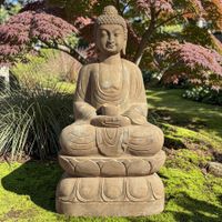 Garten Buddha Skulptur 120 cm Naturstein Buddha Bluestone